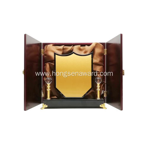 wooden trophy with wooden box